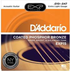 Струни для акустичної гітари D'Addario EXP15 Phosphor Bronze Extra Light 10/47