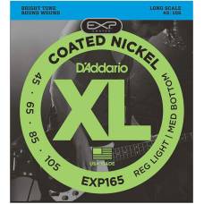 Струни для бас-гітари D'Addario EXP165 Coated Nickel Wound Bass Light Top/Medium Bottom Long Scale 45/105