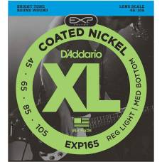 Струни для бас-гітари D'Addario EXP165 Coated Nickel Wound Bass Light Top/Medium Bottom Long Scale 45/105