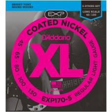 Струни для бас-гітари D'Addario EXP170-5 Coated Nickel Wound 5-Strings Regular Light Long Scale 45/130