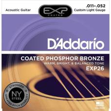 Струны для акустической гитары D'Addario EXP26 Phosphor Bronze Custom Light 11/52