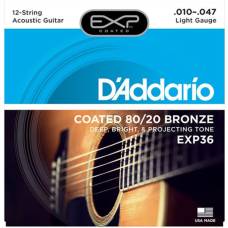 Струни для акустичної гітари D'Addario EXP36 Phosphor Bronze Light 12 Strings 10/47