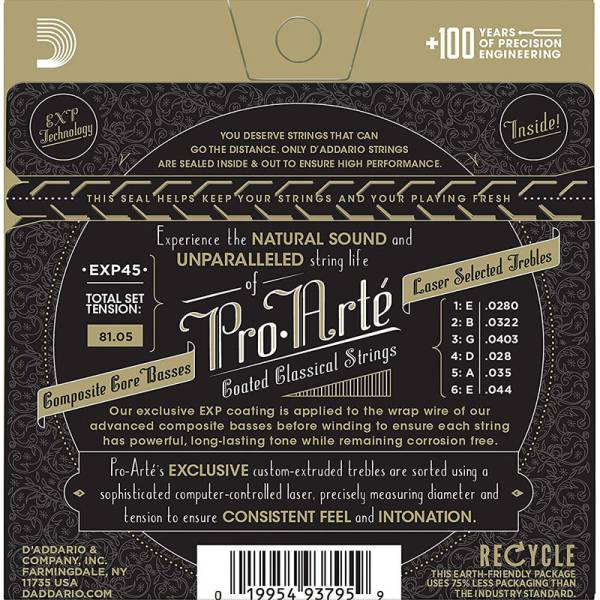 Струни для класичної гітари D'Addario EXP45 Coated Normal Tension