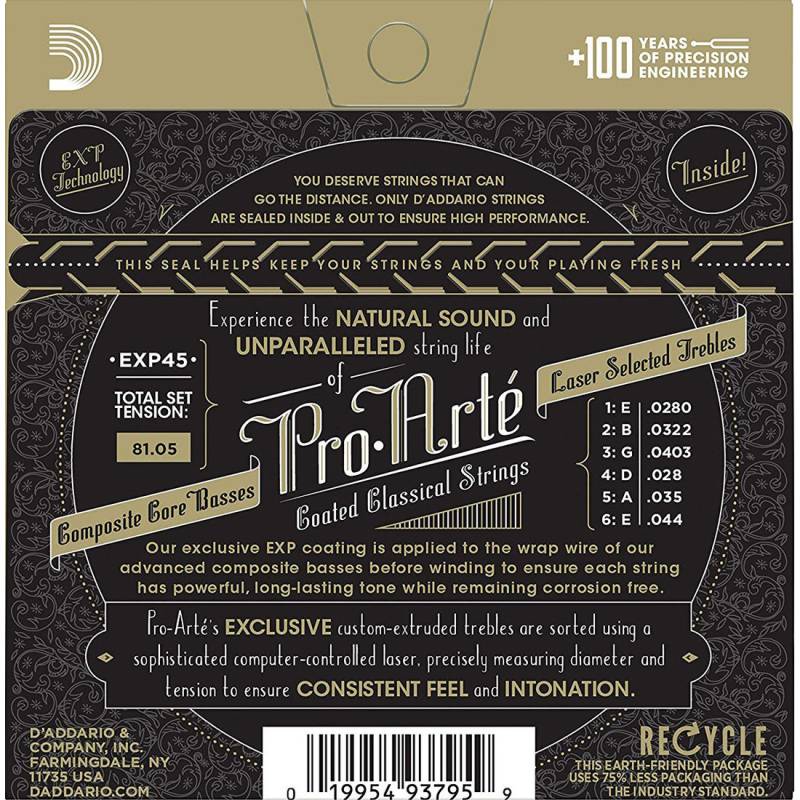 Струны для классической гитары D'Addario EXP45 Coated Normal Tension