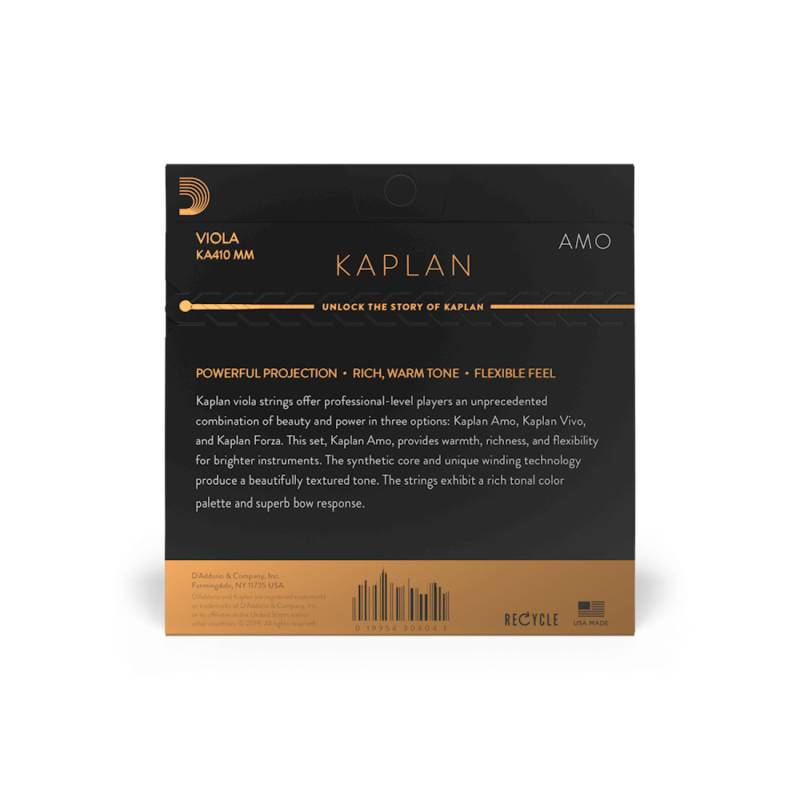 Струны для альта D'Addario KAPLAN AMO VIOLA STRING SET Medium Scale Medium Tension