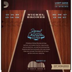 Струни для акустичної гітари D'Addario NB1047-12 Nickel Bronze Light 10/47