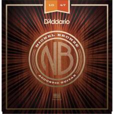 Струны для акустической гитары D'Addario NB1047 Nickel Bronze Extra Light 10/47