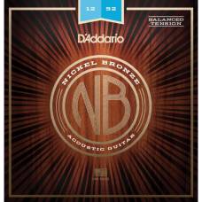 Струны для акустической гитары D'Addario NB1252BT Nickel Bronze Balanced Tension Light 12/52