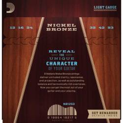 Струны для акустической гитары D'Addario NB1253 Nickel Bronze Light 12/53