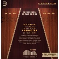 Струни для акустичної гітари D'Addario NB1256 Nickel Bronze Light Medium 12/56