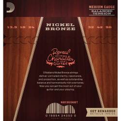 Струны для акустической гитары D'Addario NB13556BT Nickel Bronze Balanced Tension Light Acoustic Guitar Medium 13,5/56