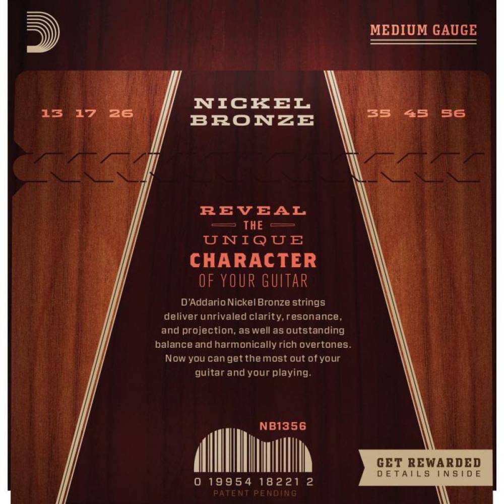 Струни для акустичної гітари D'Addario NB1356 Nickel Bronze Medium 13/56