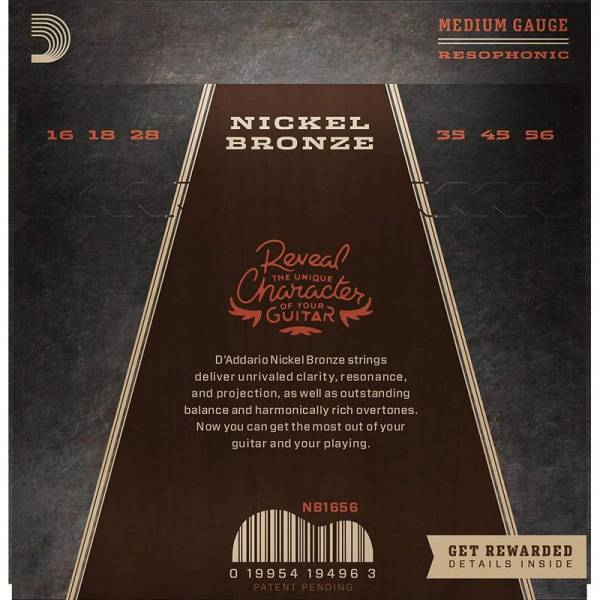 Струны для акустической гитары D'Addario NB1656 Nickel Bronze Medium Resonator 16/56