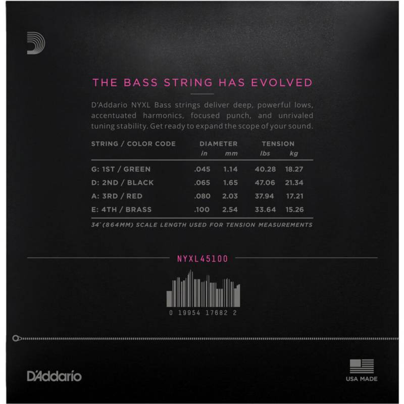 Струны для бас-гитары D'Addario NYXL45100 Long Scale Regular Light 45/100