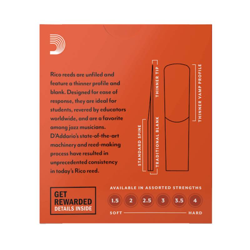 Трости для саксофона альт D'Addario Rico RJA1020 - Alto Sax #2.0 - 10-Pack (10 шт.)