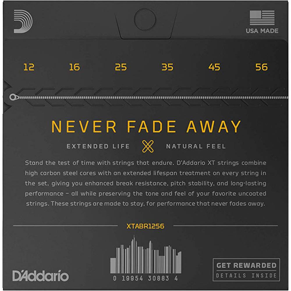 Струни для акустичної гітари D'Addario XTABR1256 XT 80/20 Bronze Light Top/Medium Bottom 12/56