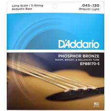 Струны для акустической бас-гитары D'Addario EPBB170-5 ACOUSTIC BASS PHOSPHOR BRONZE LIGHT 5-STRING (45-130)