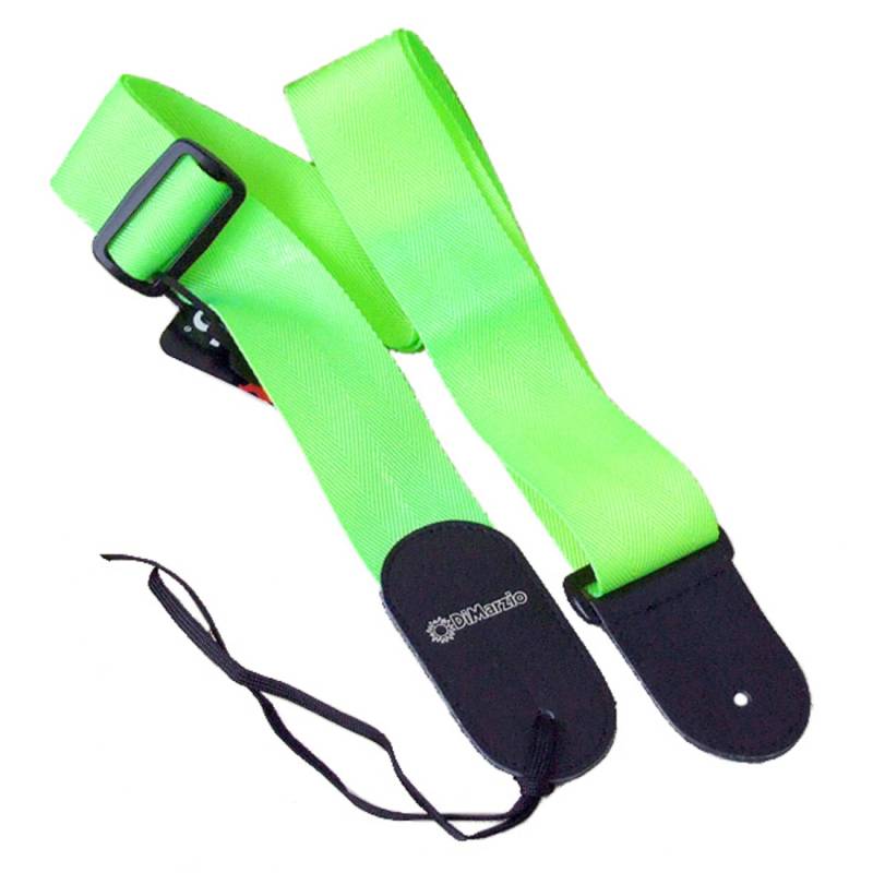 Ремень для гитары DIMARZIO NYLON WITH LEATHER ENDS (NEON GREEN)