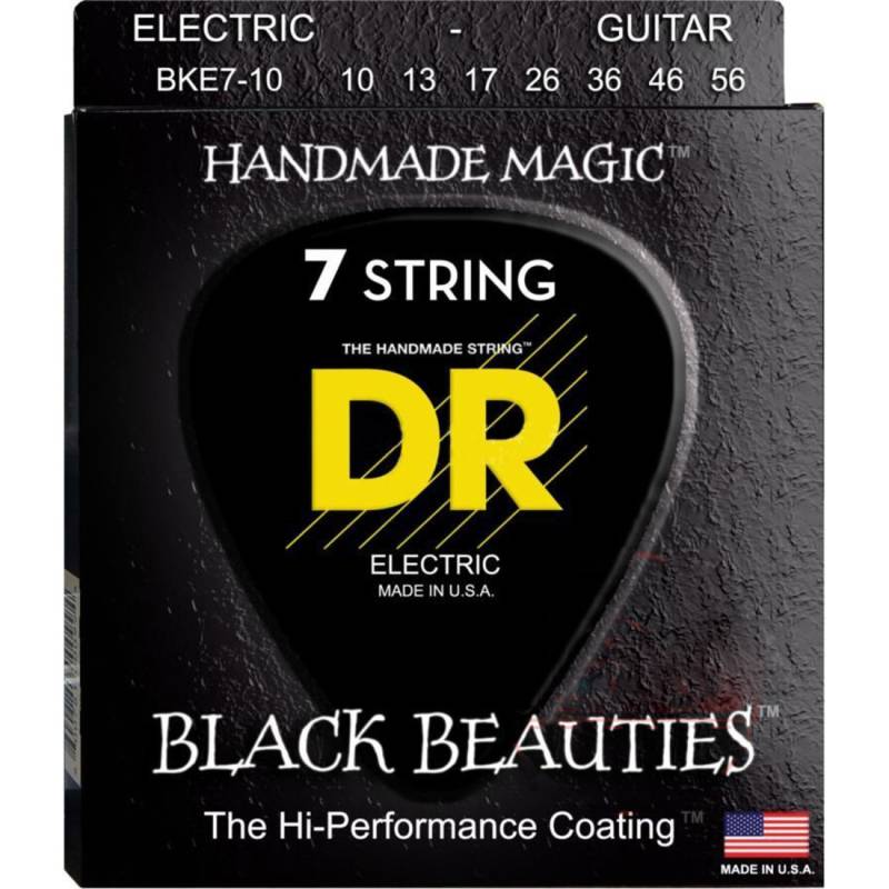Струны для электрогитары DR BKE7-10 Black Beauties Medium K3 Coated 7 Strings 10/56