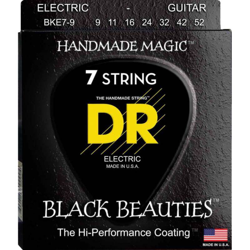 Струны для электрогитары DR BKE7-9 Black Beauties Light K3 Coated 7 Strings 9/52