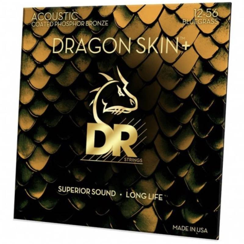 Струны для акустической гитары DR DAP-12/56 Dragon Skin+ Acoustic Phosphor Bronze Bluegrass 12/56