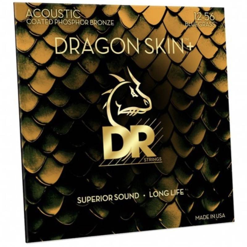 Струны для акустической гитары DR DAP-12/56 Dragon Skin+ Acoustic Phosphor Bronze Bluegrass 12/56