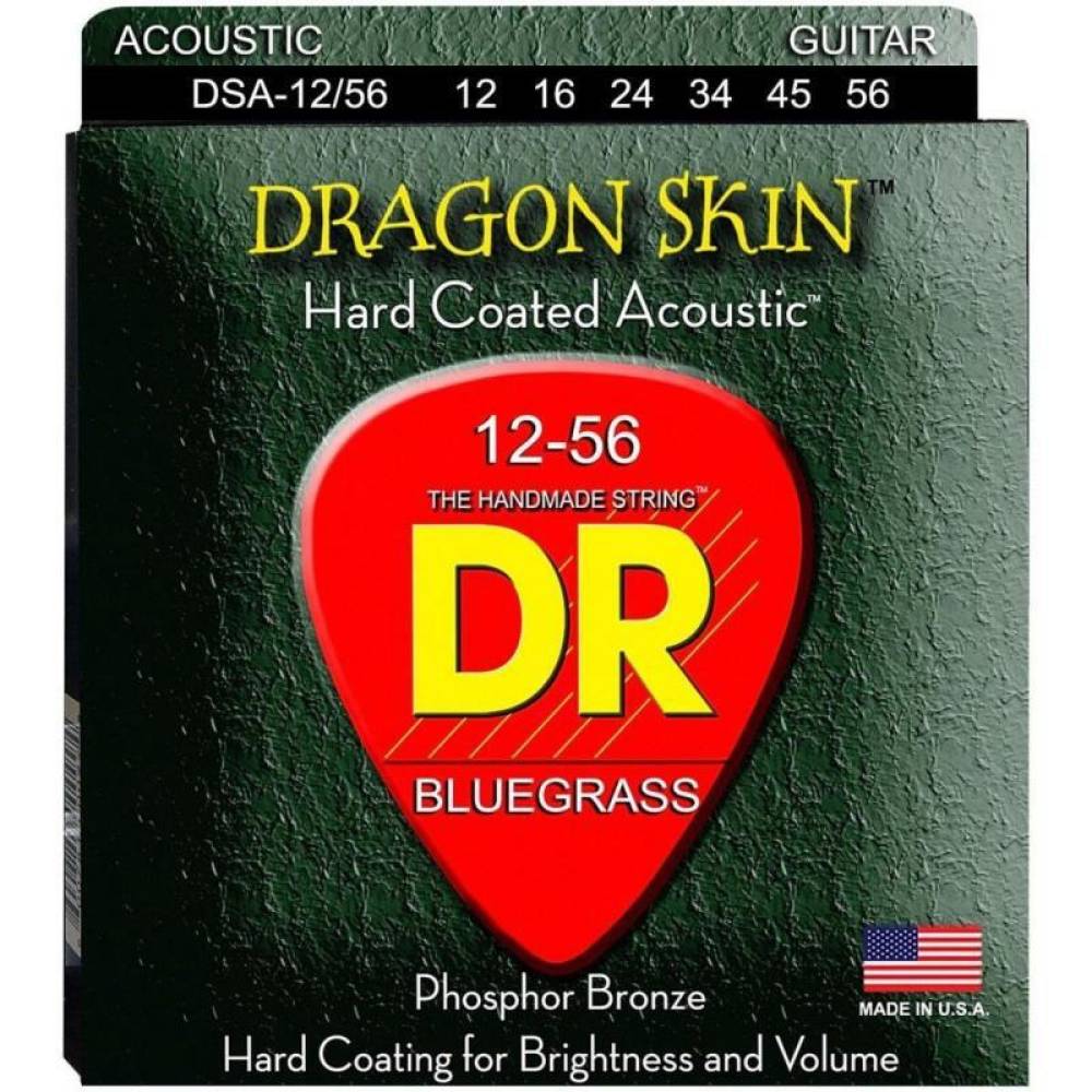 Струни для акустичної гітари DR DSA-12/56 Dragon Skin K3 Coated 12/56