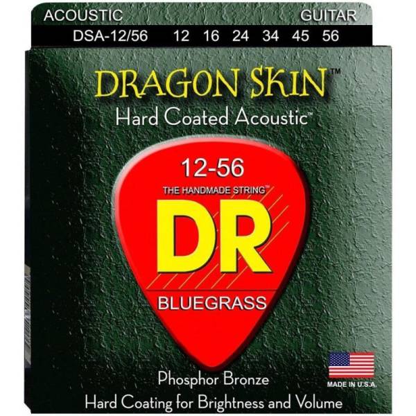 Струни для акустичної гітари DR DSA-12/56 Dragon Skin K3 Coated 12/56