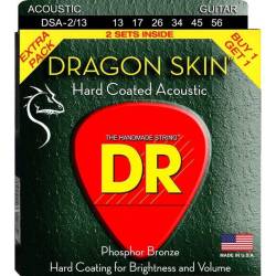 Струни для акустичної гітари 2 Sets DR DSA-2/13 Dragon Skin K3 Coated 13/56