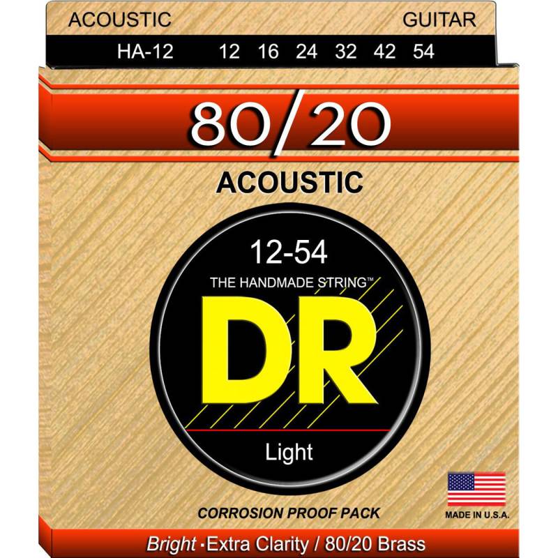 Струны для акустической гитары DR HA-12 Hi-Beam 80/20 Bronze Light 12/54