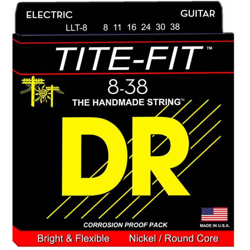 Струни для електрогітари DR LLT-8 Tite-Fit Nickel Plated Lite Lite 8/38