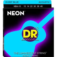 Струны для акустической гитары DR NBA-10 Hi-Def Neon Blue K3 Coated Extra Light 10/48