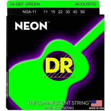 Струни для акустичної гітари DR NGA-11 Hi-Def Neon Green K3 Coated Medium-Light 11/50