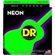Струны для акустической гитары DR NGA-12 Hi-Def Neon Green K3 Coated Medium 12/54