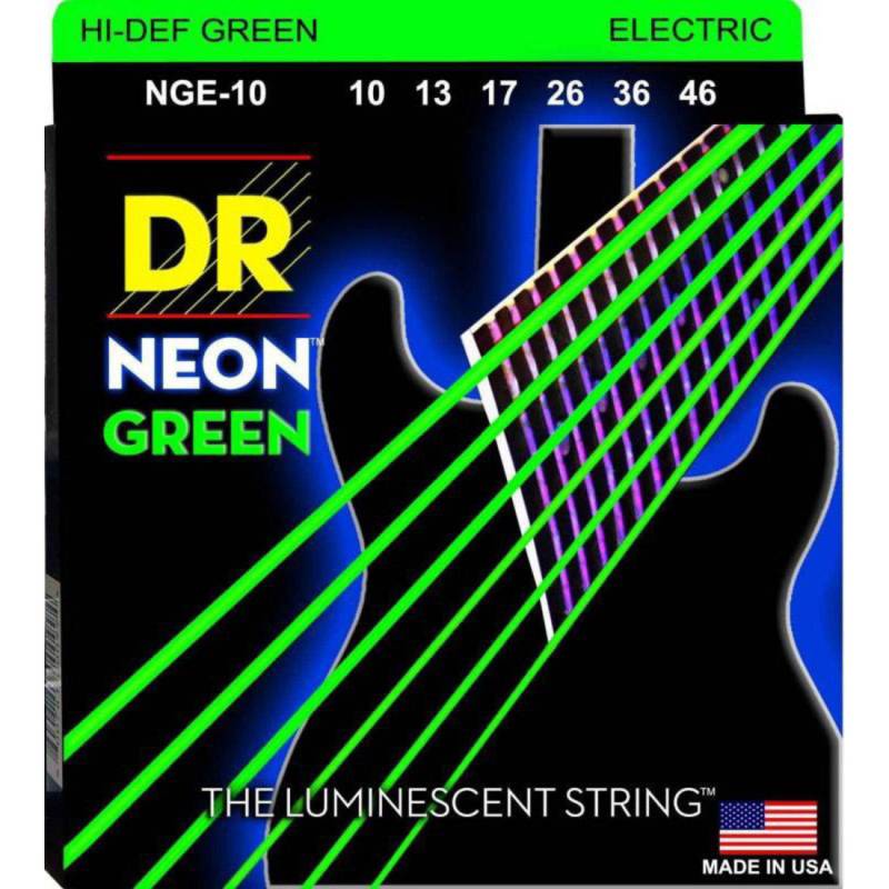 Струни для електрогітари DR NGE-10 Hi-Def Neon Green K3 Coated Medium 10/46