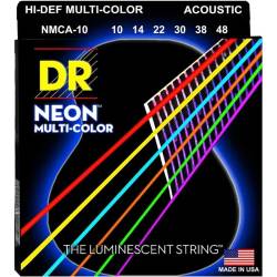 Струни для акустичної гітари DR NMCA-10 Hi-Def Neon Multi-Color K3 Coated Extra Light 10/48