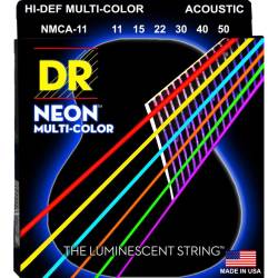 Струны для акустической гитары DR NMCA-11 Hi-Def Neon Multi-Color K3 Coated Medium-Light 11/50
