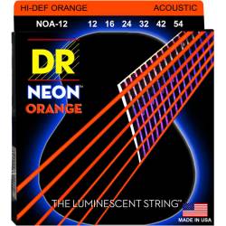 Струни для акустичної гітари DR NOA-12 Hi-Def Neon Orange K3 Coated Medium 12/54