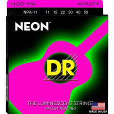 Струны для акустической гитары DR NPA-11 Hi-Def Neon Pink K3 Coated Extra Medium-Light 11/50