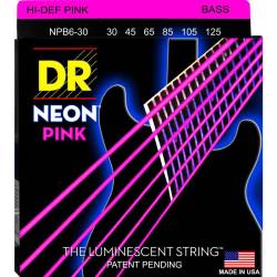 Струни для бас-гітари DR NPB6-30 Hi-Def Neon Pink K3 Coated Medium 6 Strings 30/125