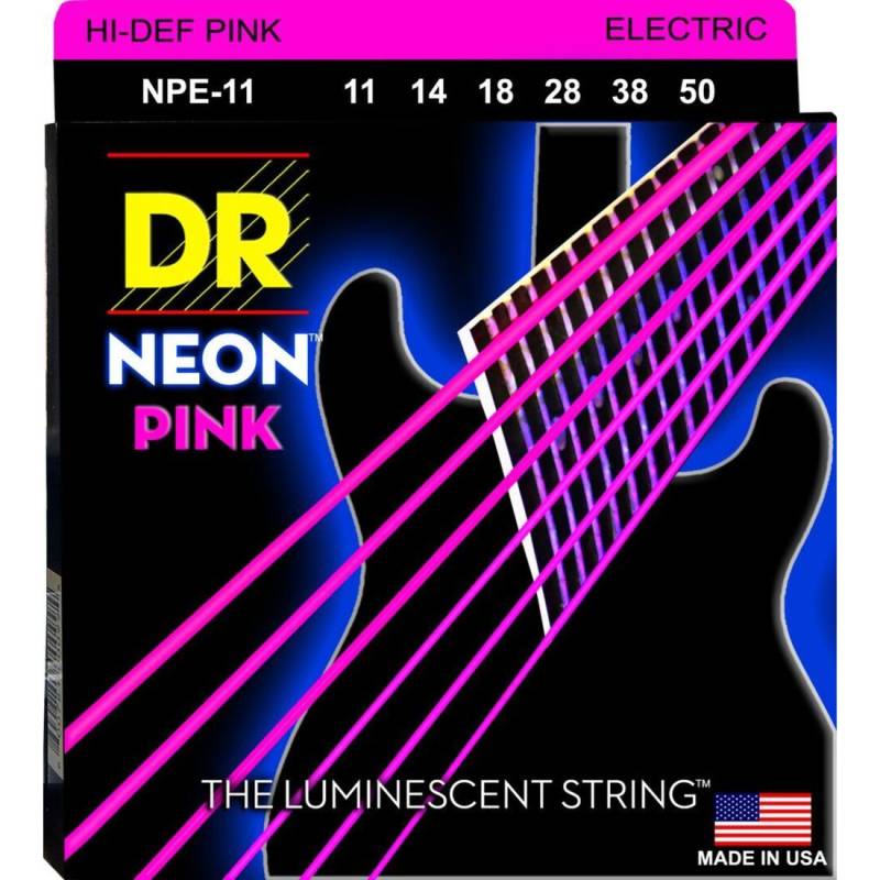 Струни для електрогітари DR NPE-11 Hi-Def Neon Pink K3 Coated Heavy 11/50
