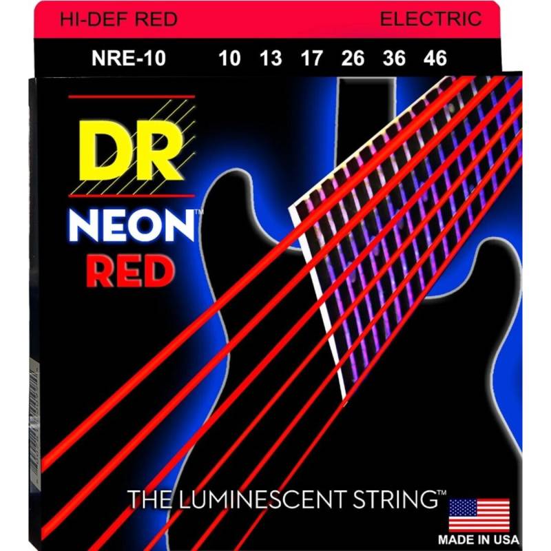 Струны для электрогитары DR NRE-10 Hi-Def Neon Red K3 Coated Medium 10/46