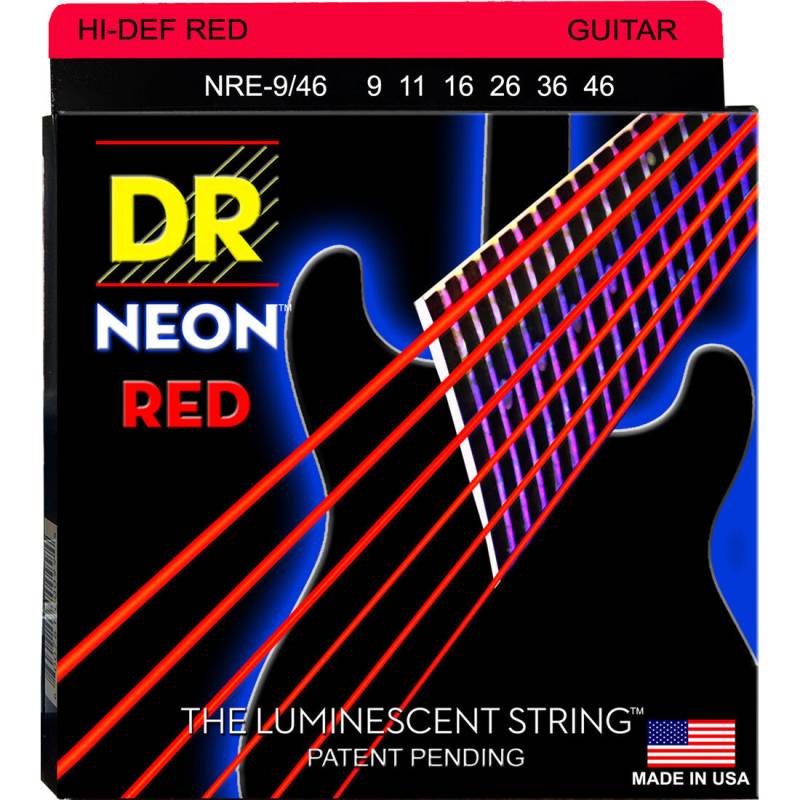 Струны для электрогитары DR NRE-9/46 Hi-Def Neon Red K3 Coated Light Heavy 9/46