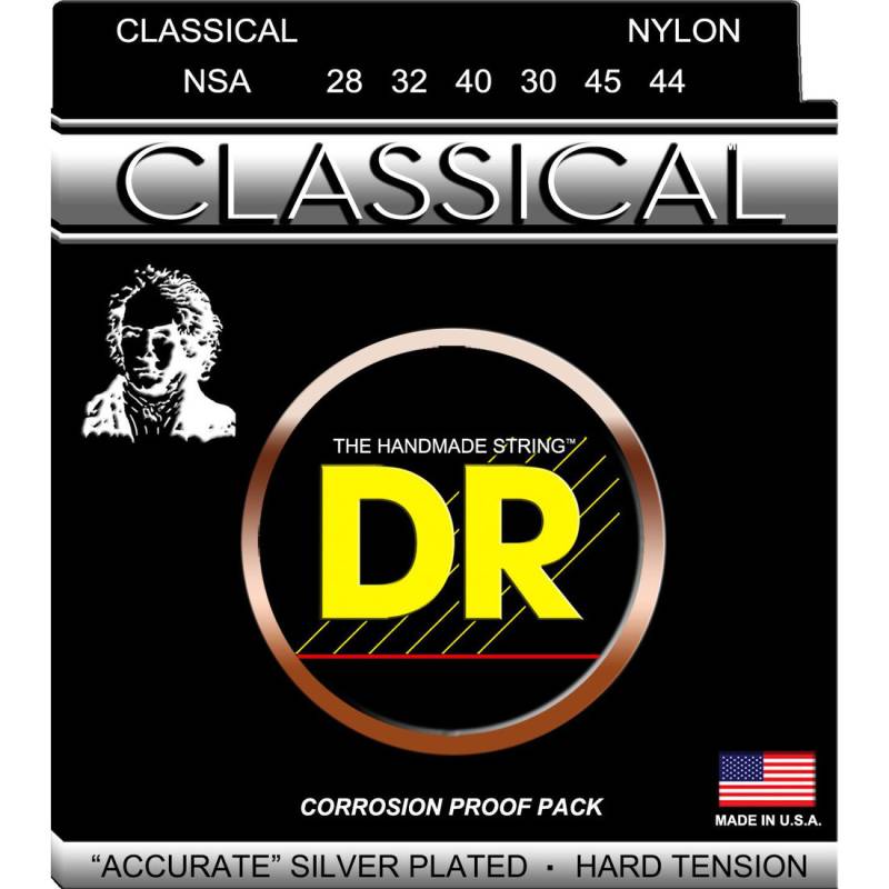 Струны для классической гитары DR NSA Nylon Silver Plated Hard Tension