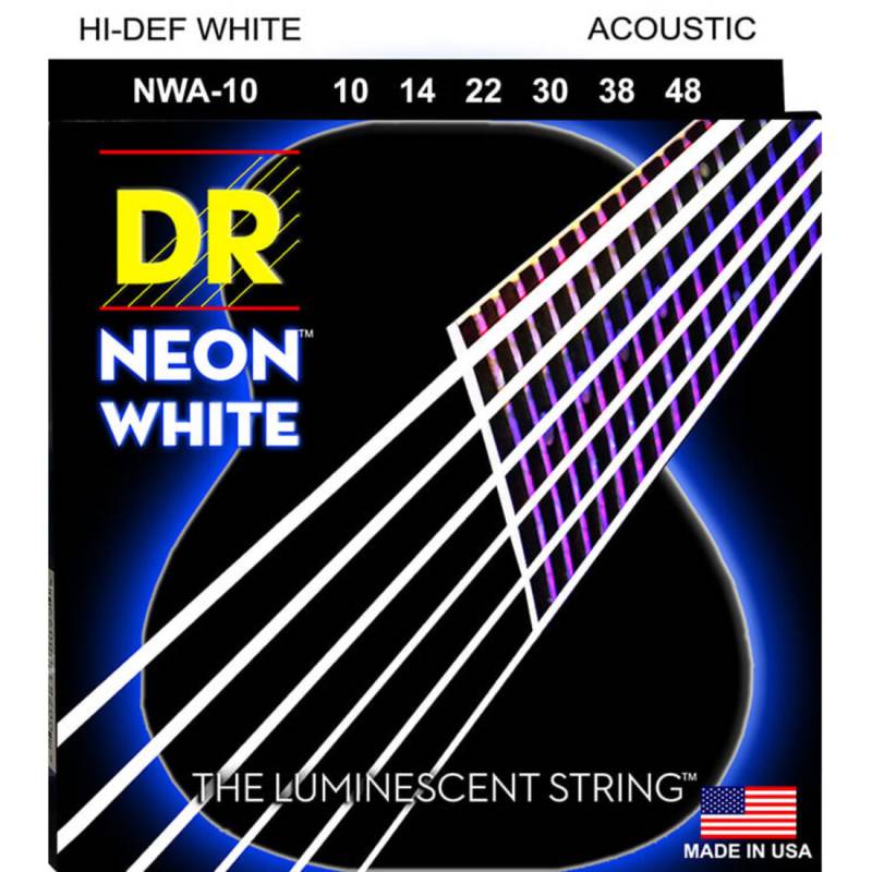 Струны для акустической гитары DR NWA-10 Hi-Def Neon White K3 Coated 10/48