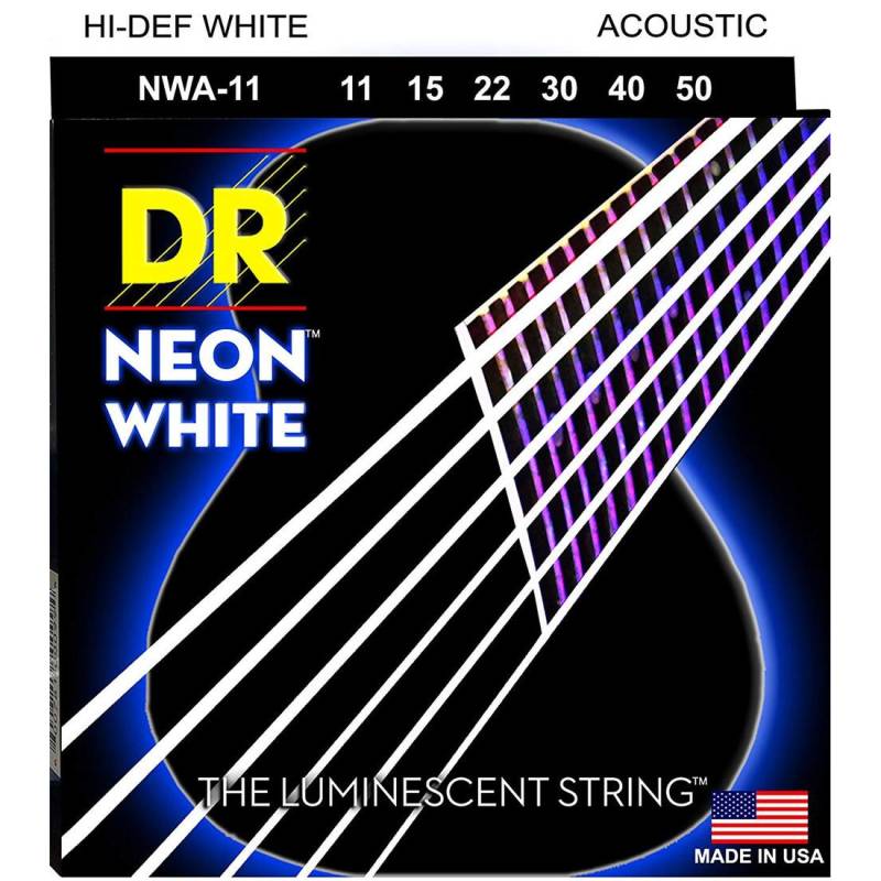 Струны для акустической гитары DR NWA-11 Hi-Def Neon White K3 Coated 11/50