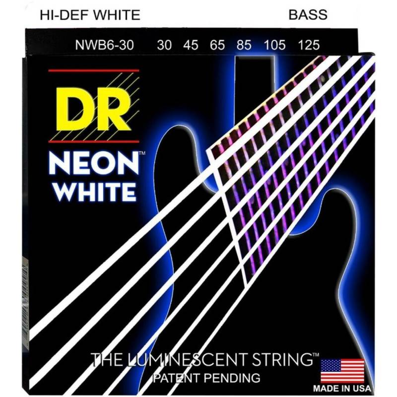 Струны для бас-гитары DR NWB6-30 Hi-Def Neon White K3 Coated Medium 6 Strings 30/125