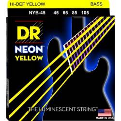 Струни для бас-гітари DR NYB-45 Hi-Def Neon Yellow K3 Coated Medium 45/105