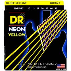Струни для електрогітари DR NYE7-10 Hi-Def Neon Yellow K3 Coated Medium 7-String 10/56