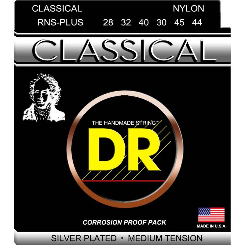Струны для классической гитары DR RNS-PLUS Nylon Silver Plated Medium Tension